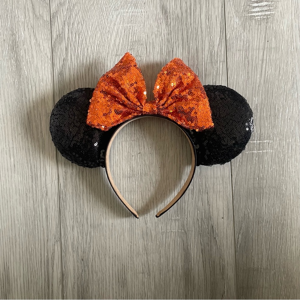 Orange and Black Sequin Halloween Disney ears